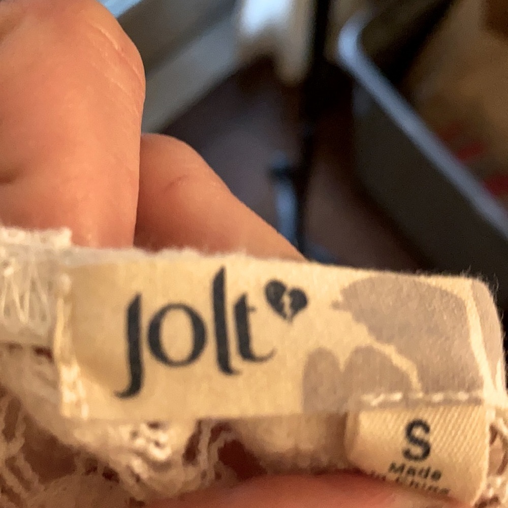 Jolt Ivory white lace rayon shirt cute top Small​ - Picture 5 of 6